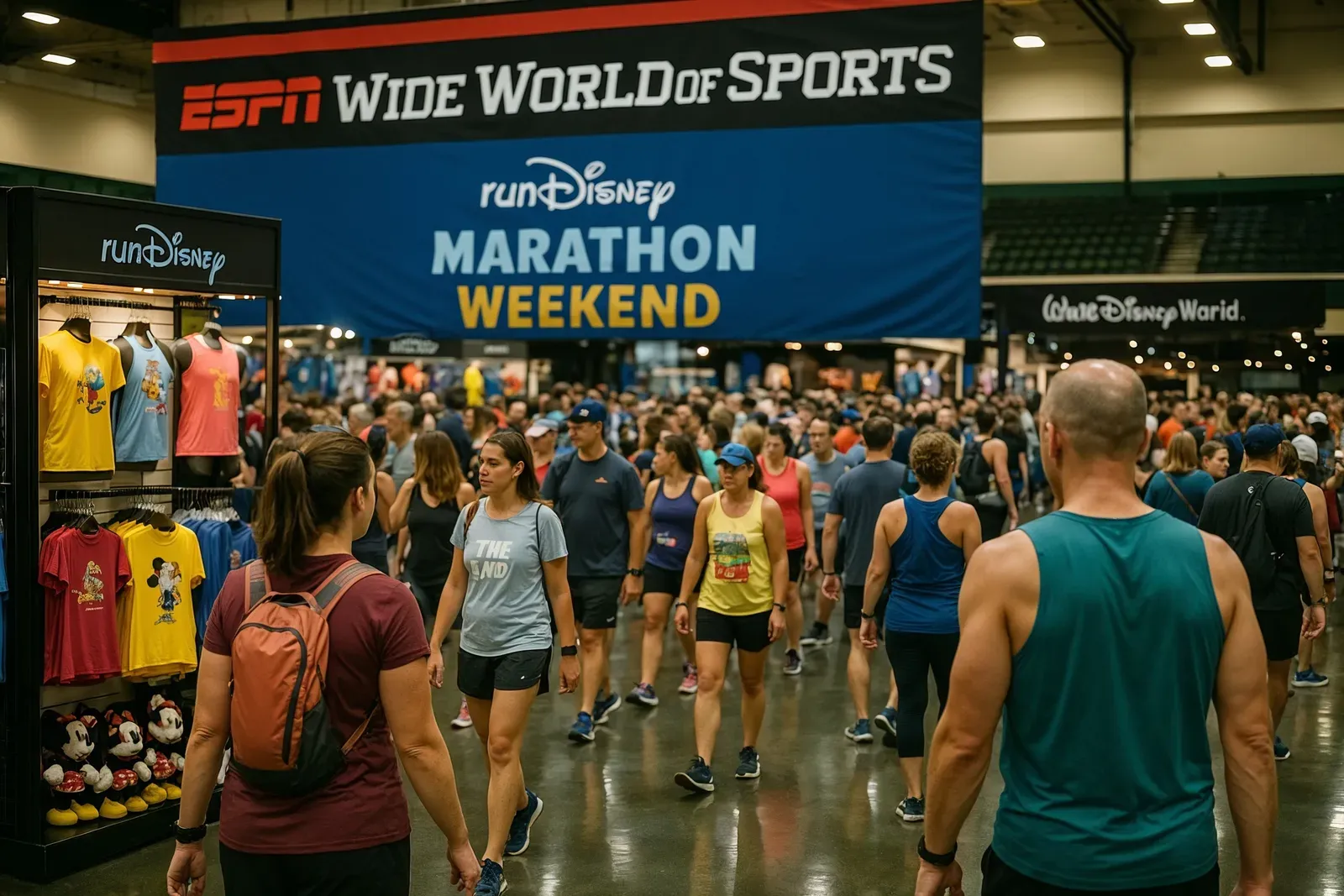 Marathon runners exploring the Disney World Marathon Weekend Expo for my first disney world marathon weekend experience