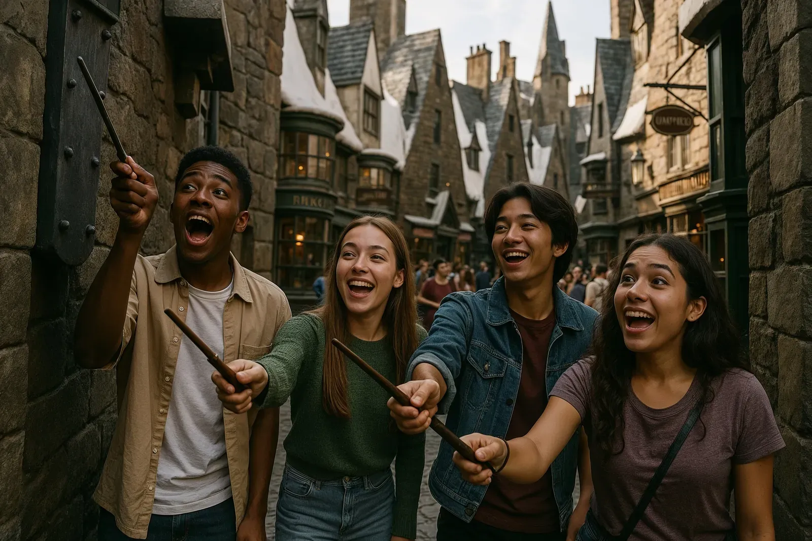 why universal studios is great for teens story - teens exploring immersive themed area