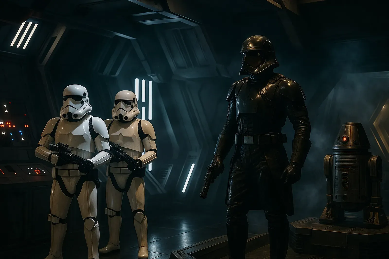 Hyper-realistic view of Rise of the Resistance ride interior with advanced animatronics at Hollywood Studios