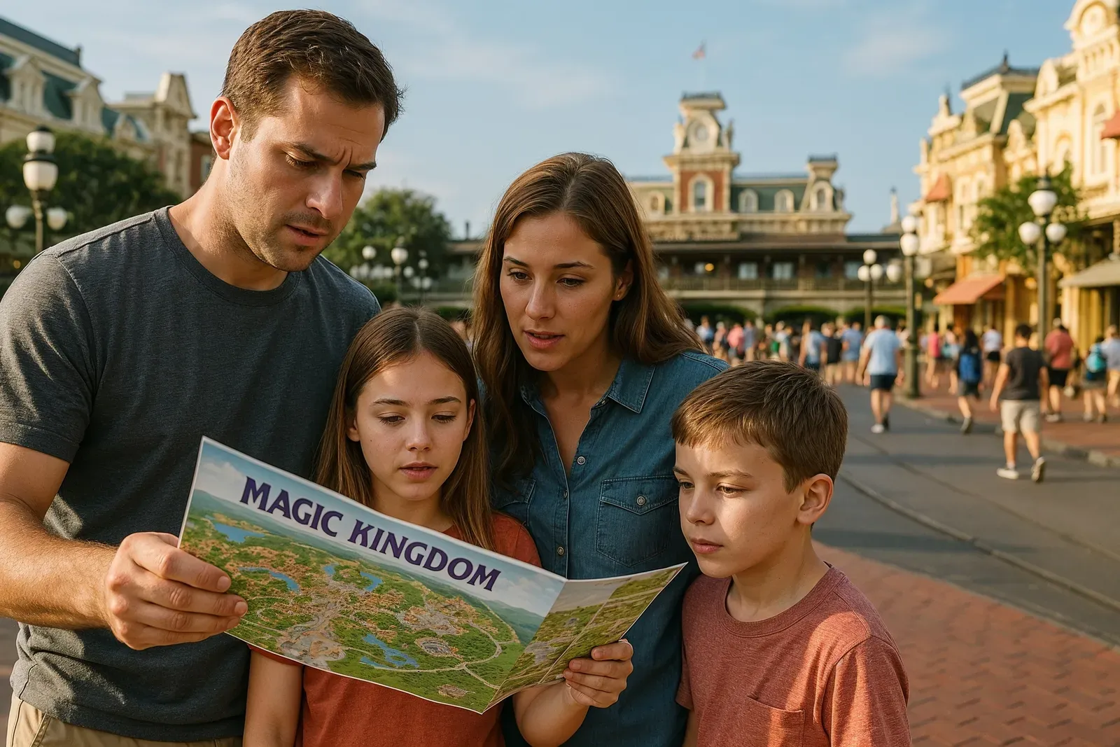 disney world magic kingdom one day itinerary family planning at park entrance