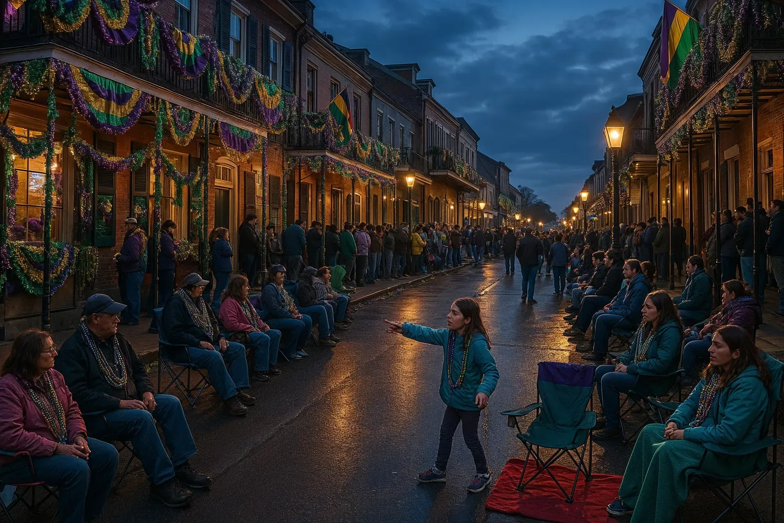 universal mardi gras tips parade street crowd preparing evening