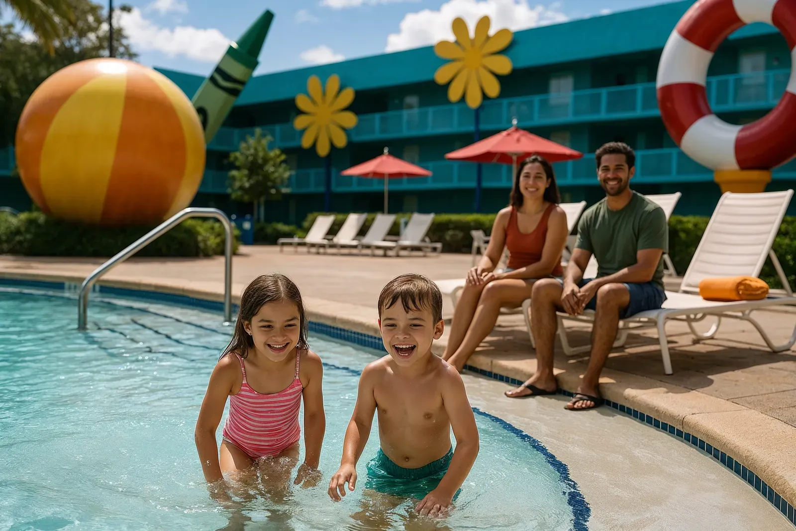best value disney resort hotel family review pool with family enjoying sunny day