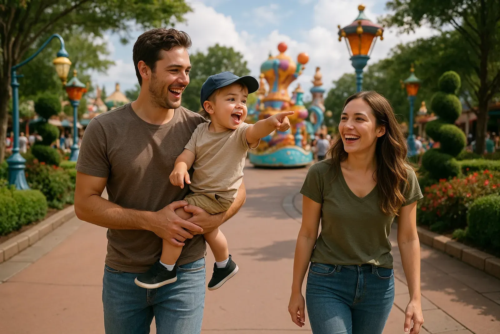 top disney world attractions for toddlers - family watching parade in theme park