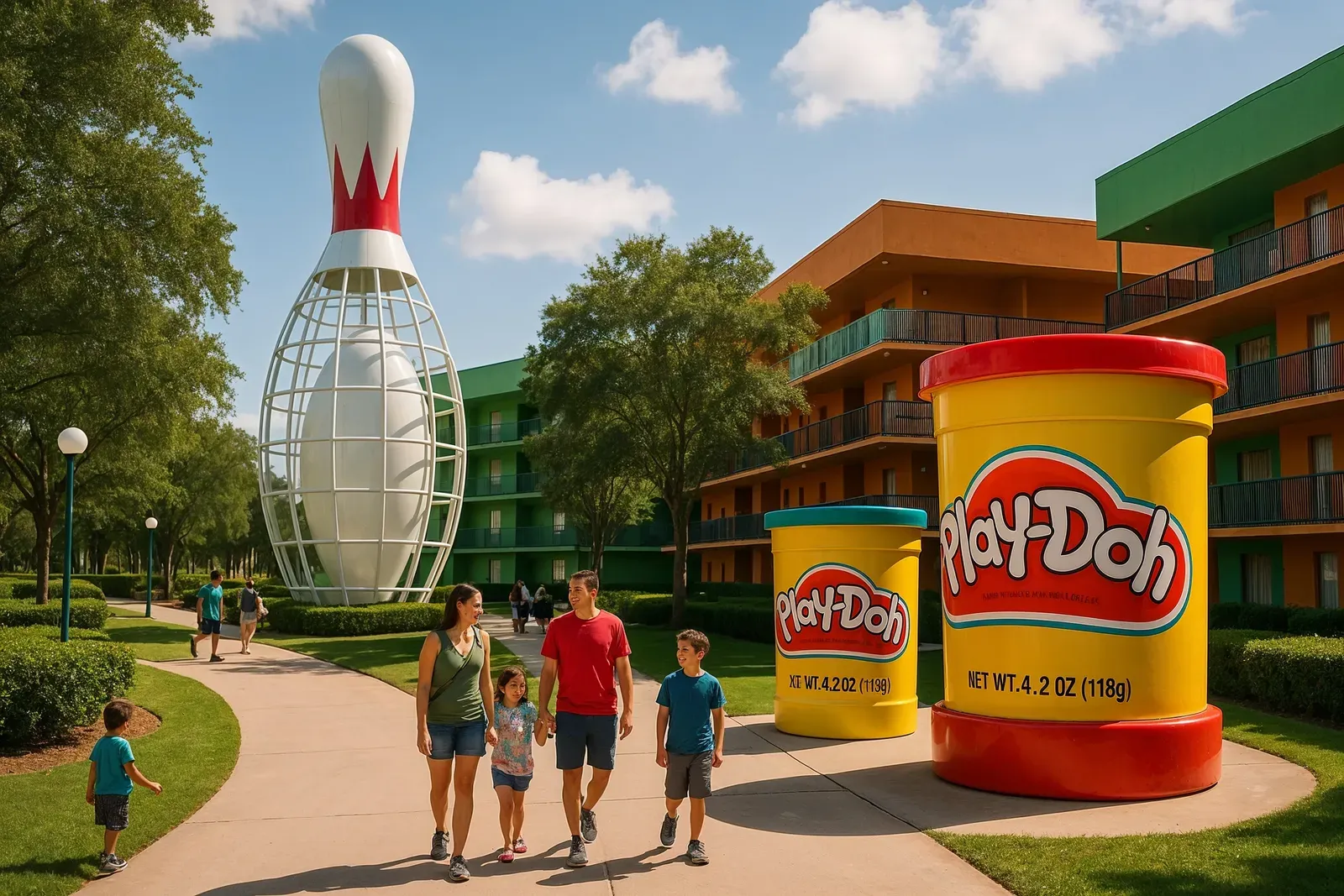 disney world pop century resort review exterior with giant icons