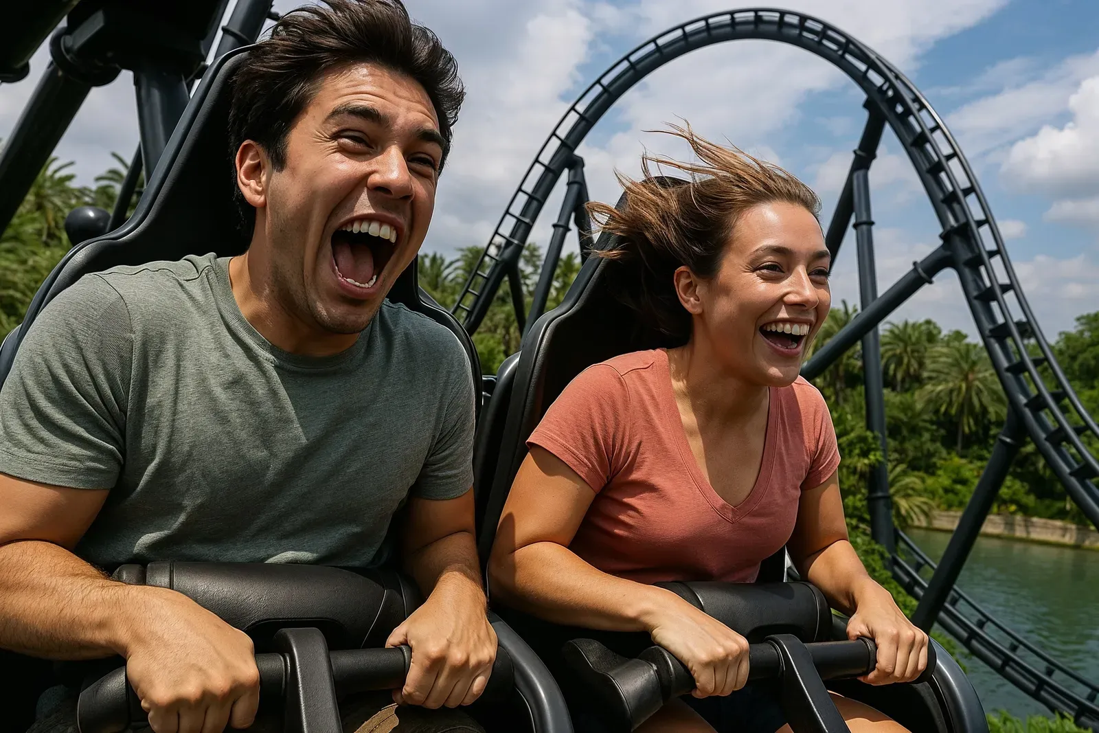 Guests experiencing thrill on VelociCoaster ride experience universal islands of adventure