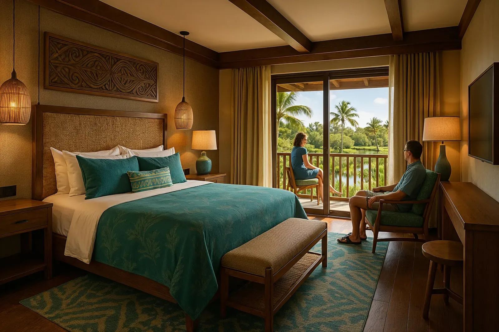 polynesian village resort disney world review luxury Moana-inspired hotel room interior
