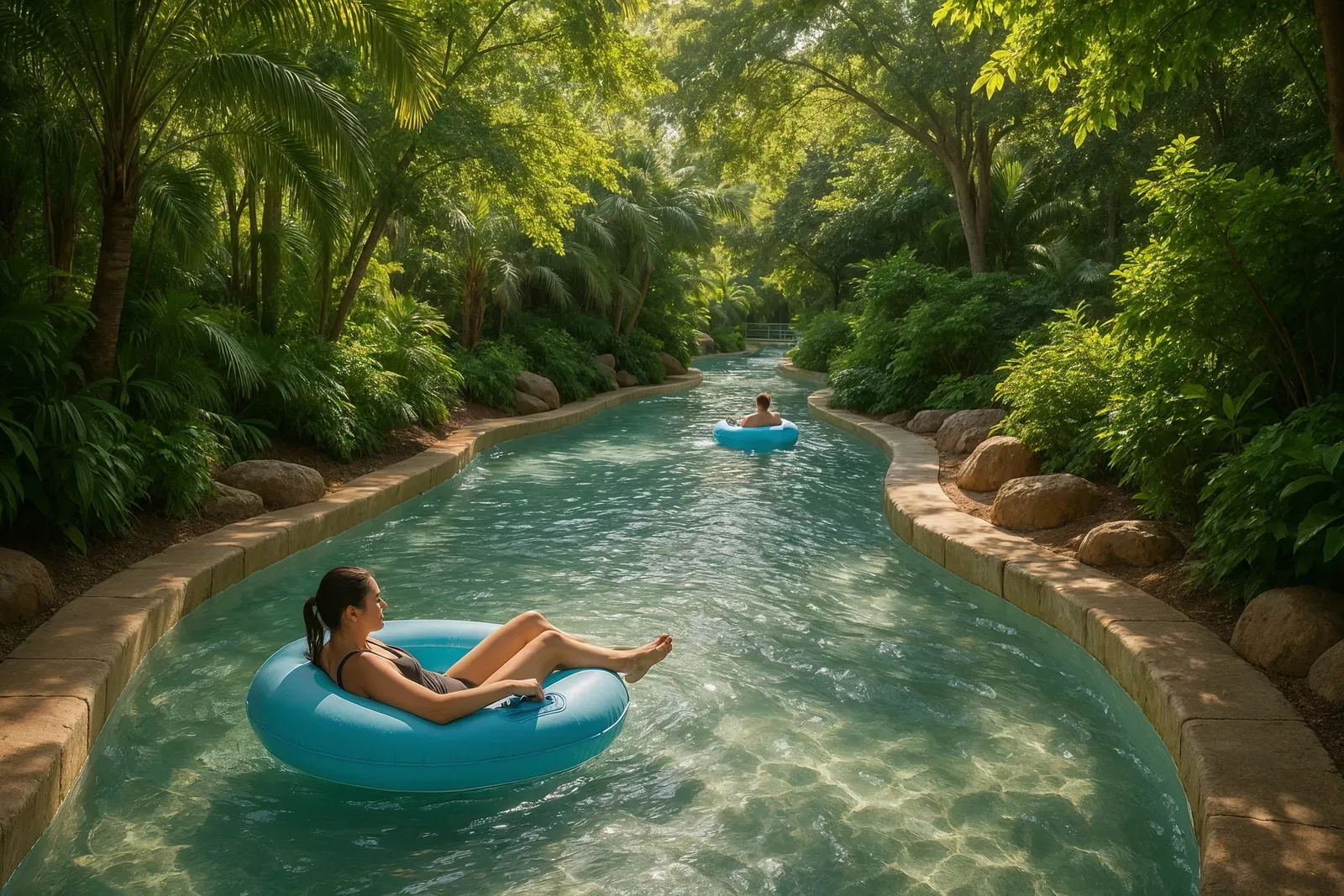 Visitors floating lazily along a scenic river at a top 10 water park