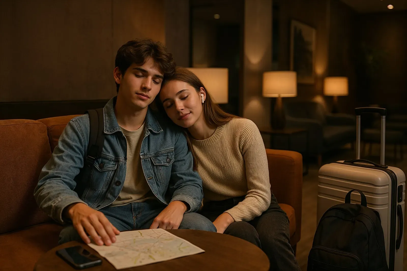 why universal studios is great for teens story - teens relaxing in modern hotel lounge