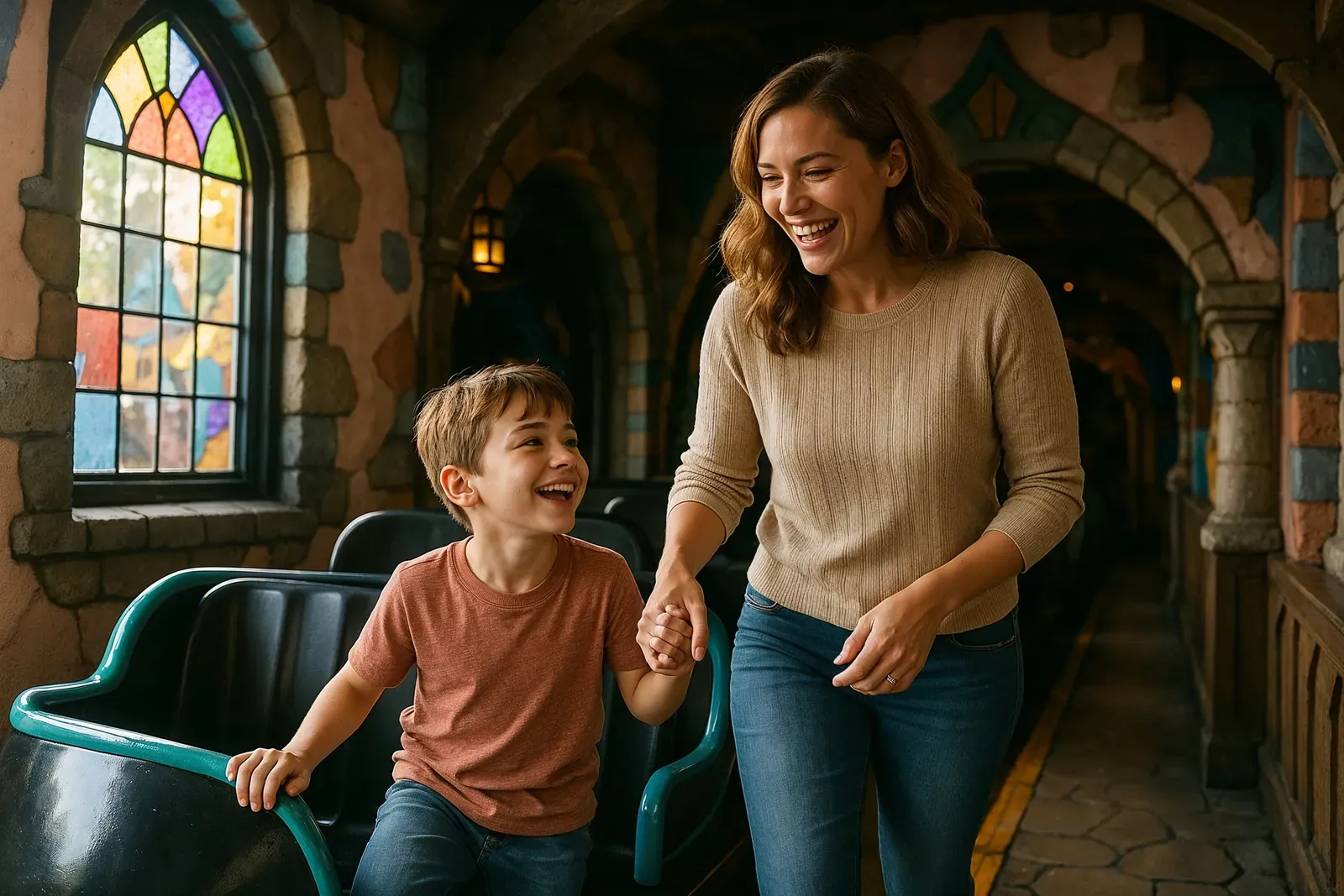 best dark ride at disneyland ranked family exiting fantasyland ride