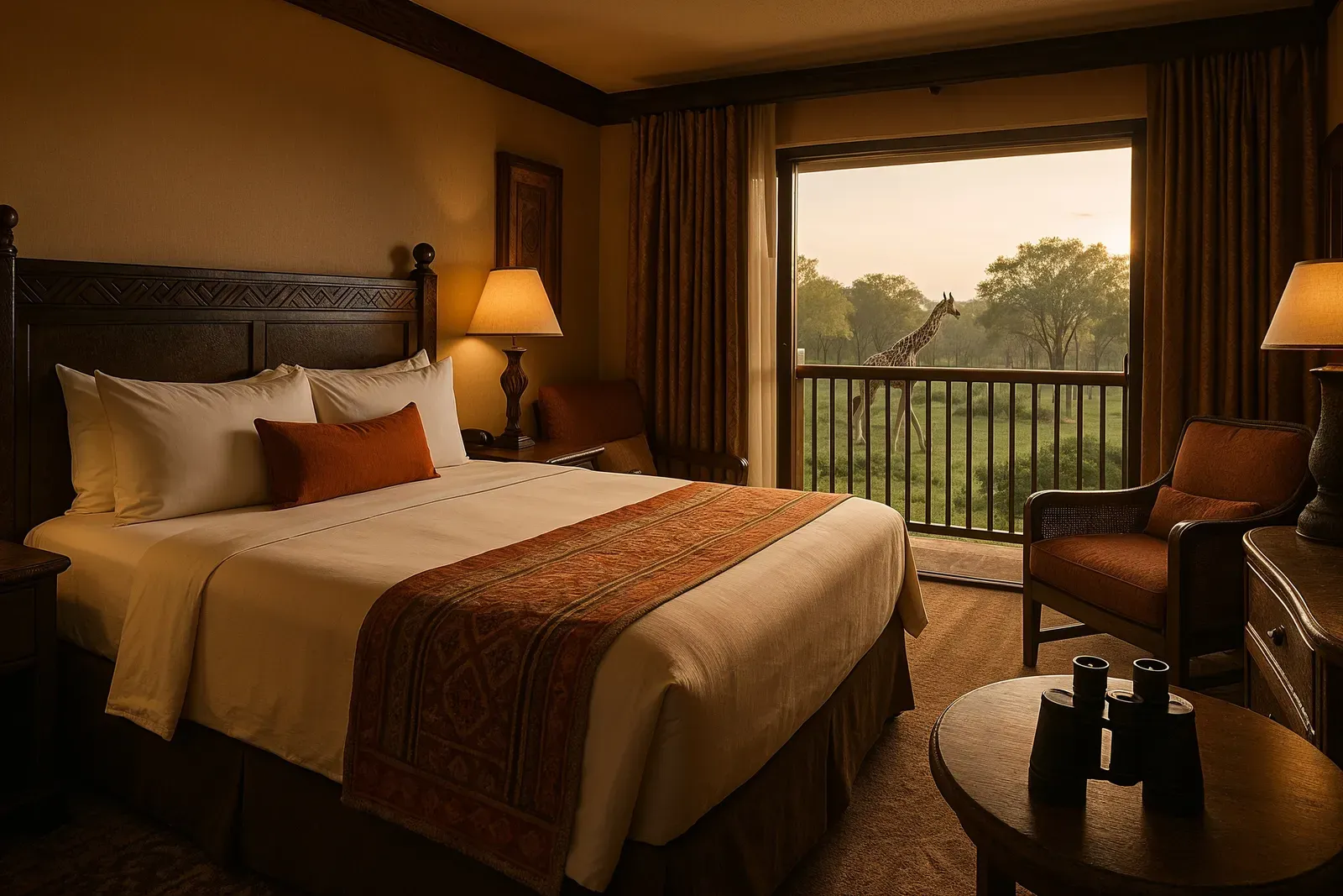animal kingdom lodge savanna view review hotel room with balcony and giraffe in the distance