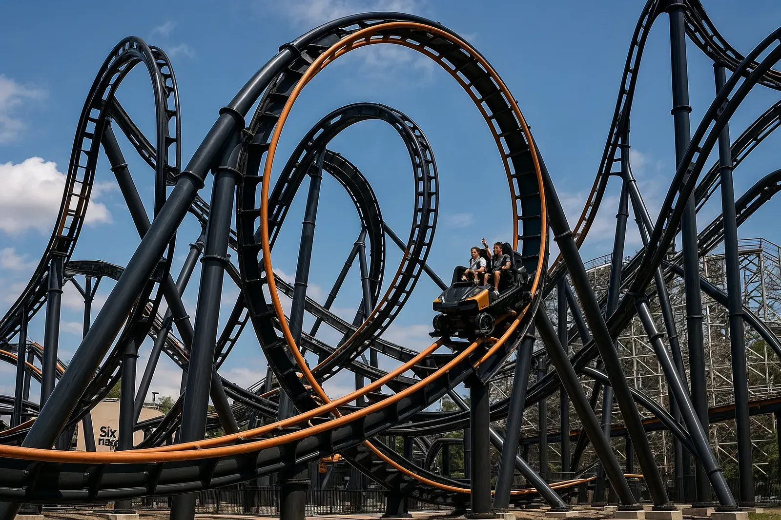 modern steel roller coaster at Six Flags, reflecting the evolution in the history of roller coasters at six flags