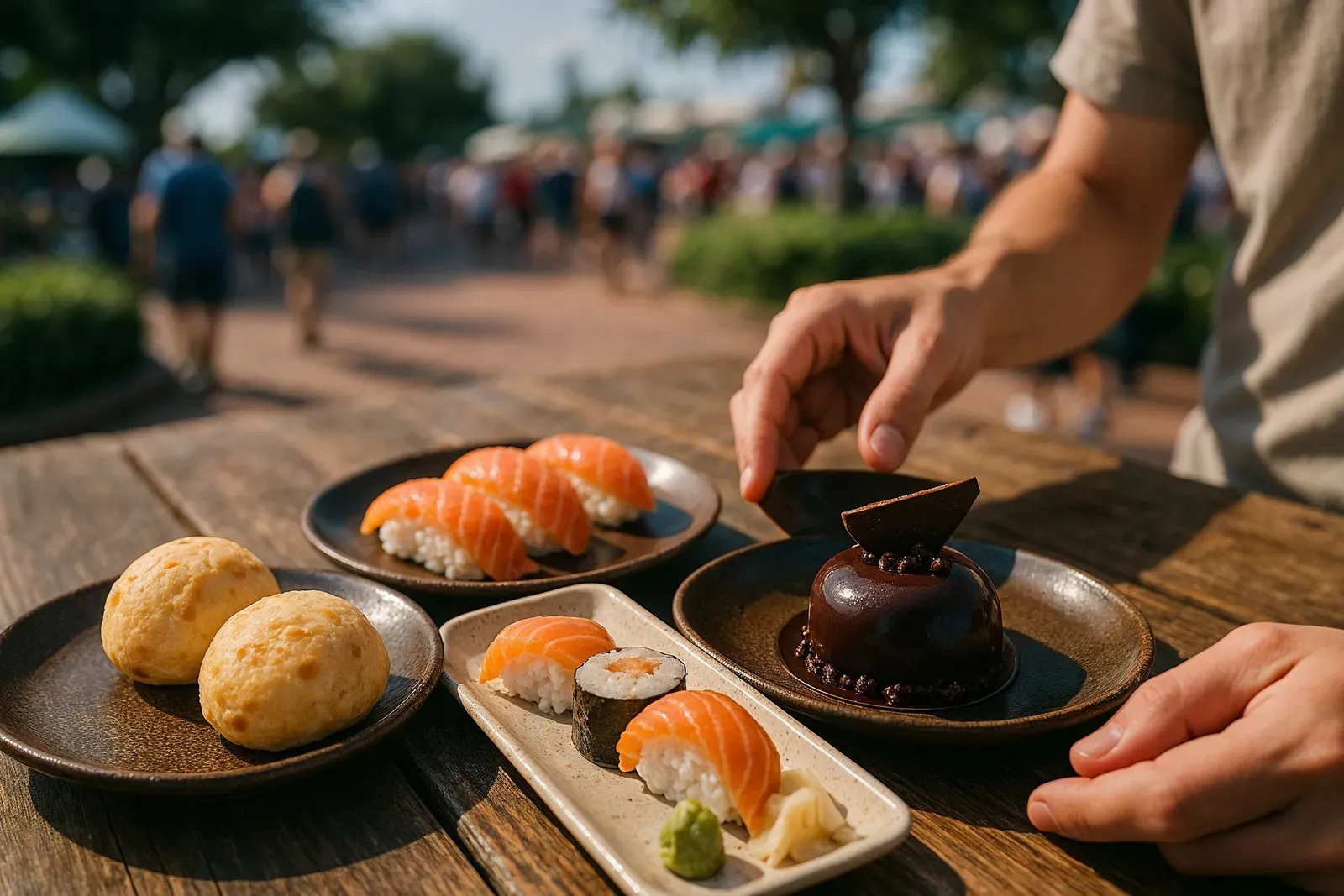 epcot food and wine festival must try dishes close-up table selection