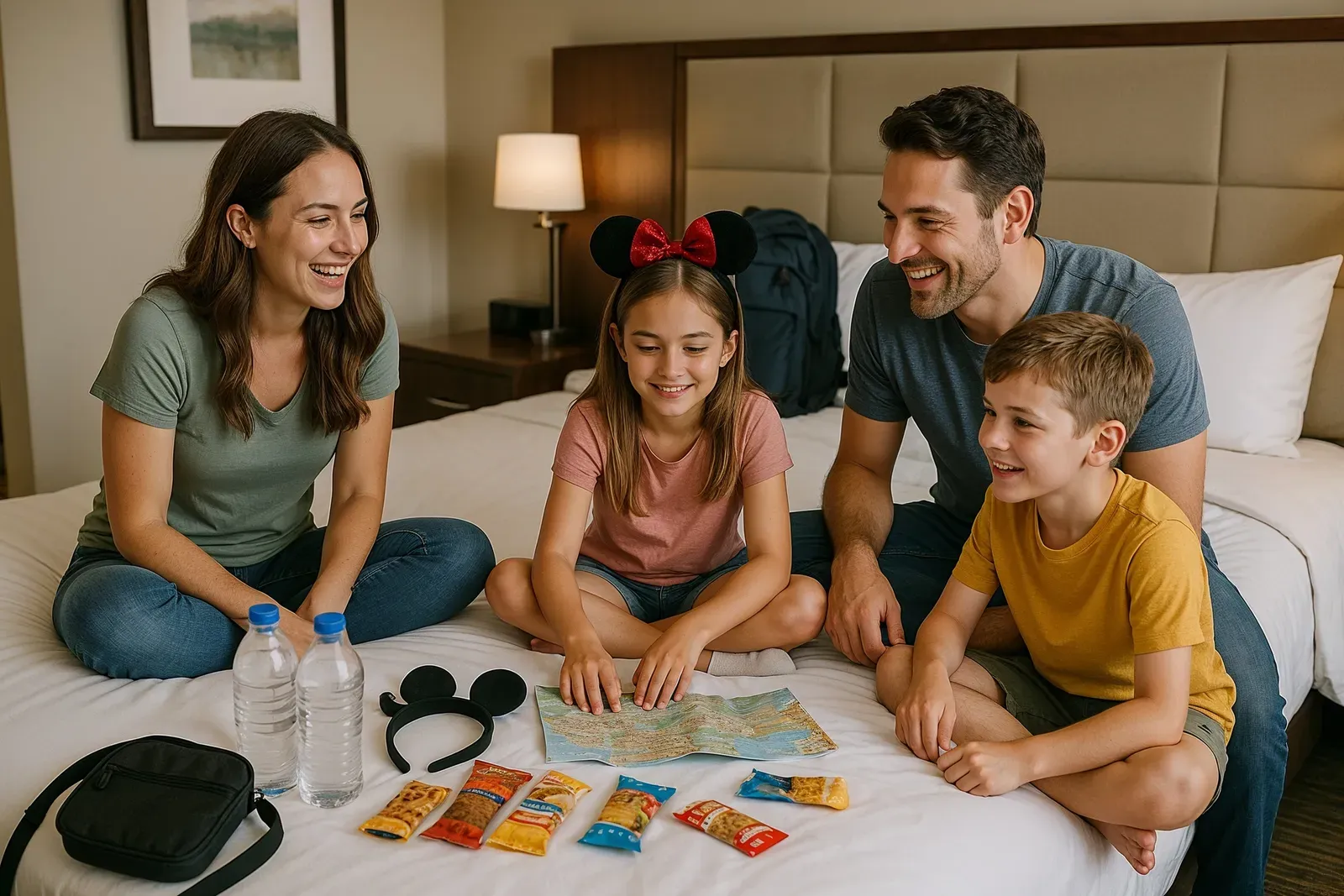 universal studios money saving hacks family preparing essentials in hotel room