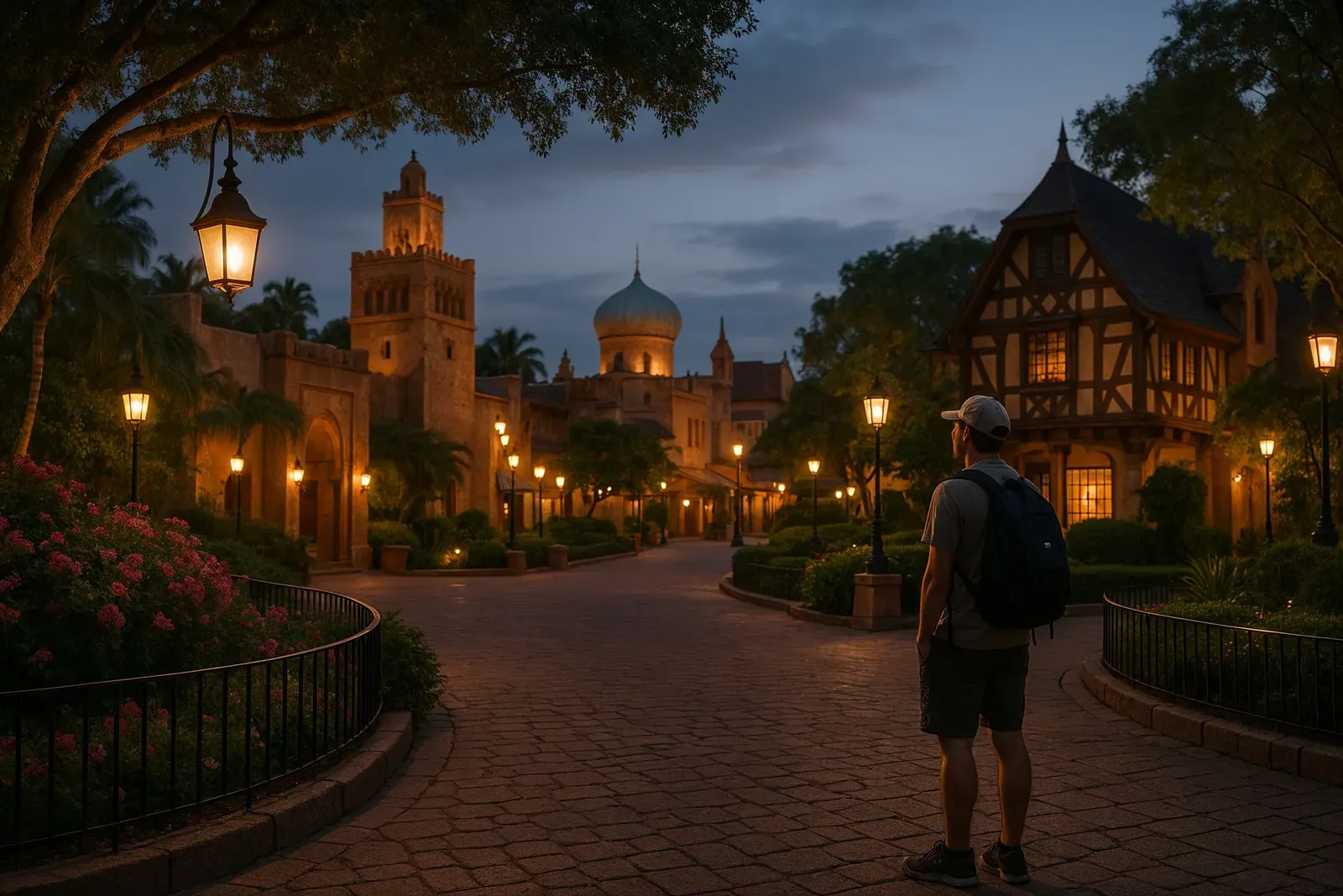 best rides at epcot for adults - adult relaxing in world showcase area