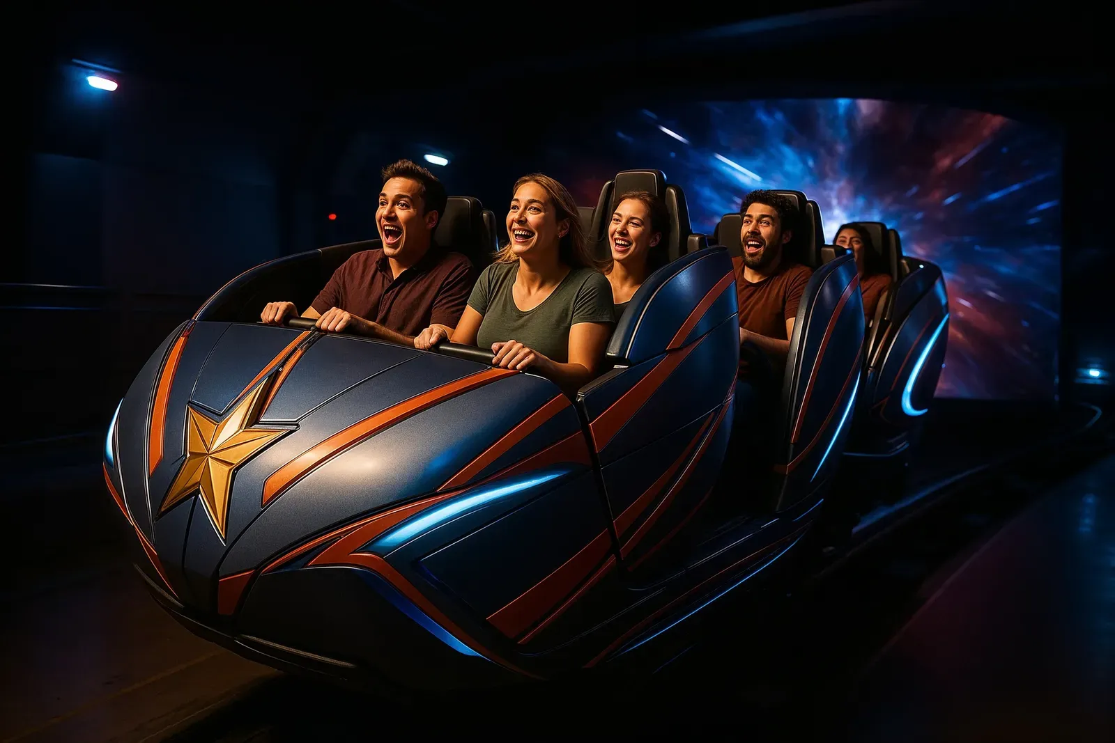 guardians of the galaxy cosmic rewind review epcot roller coaster ride vehicles in action