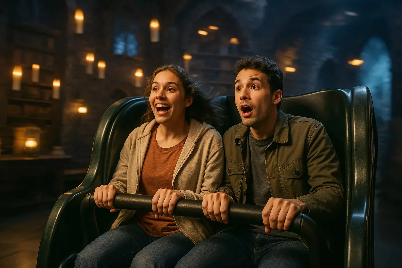 harry potter forbidden journey ride review universal guests riding enchanted bench